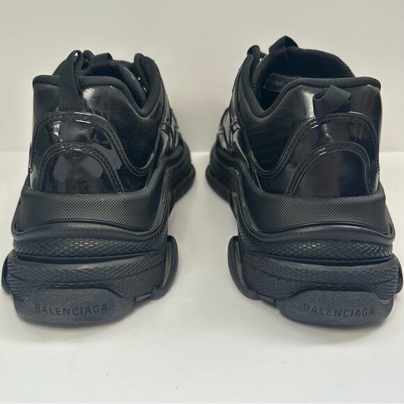Balenciaga Triple S Shiny Rubber Sneakers in Black Men US 11 - Picture 7 of 14